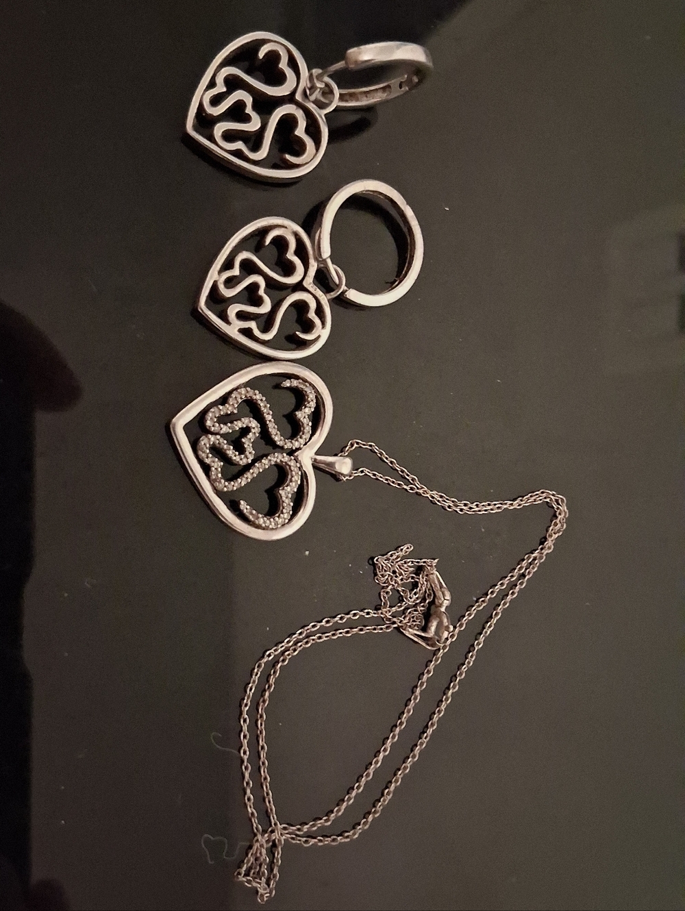 Jane Seymour Sterling Silver Pendant Earrings Lot Open Heart